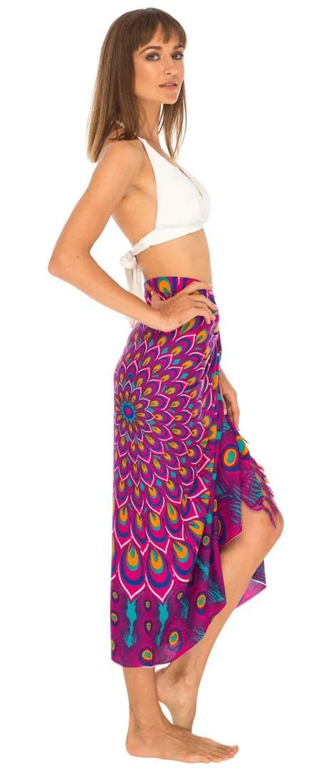 Mandala Peacock Sarong - Beach Swimsuit Cover-Up by SHU-SHI