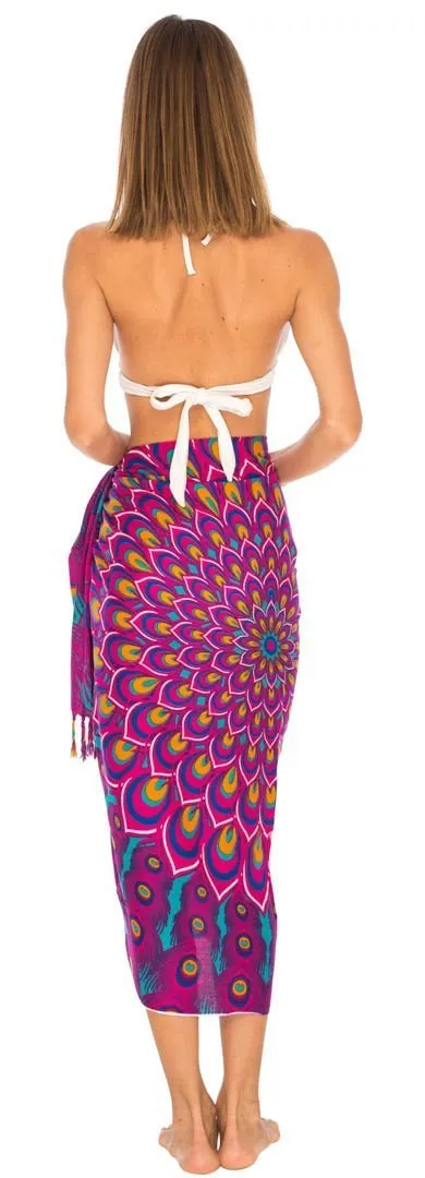 Mandala Peacock Sarong - Beach Swimsuit Cover-Up by SHU-SHI