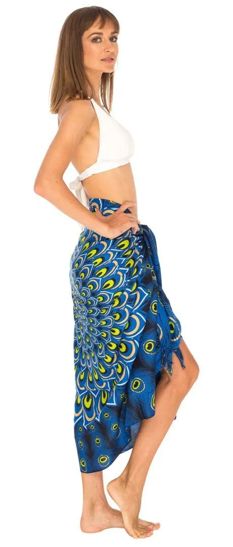 Mandala Peacock Sarong - Beach Swimsuit Cover-Up by SHU-SHI