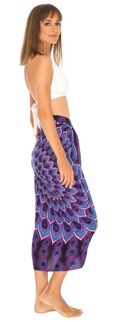Mandala Peacock Sarong - Beach Swimsuit Cover-Up by SHU-SHI