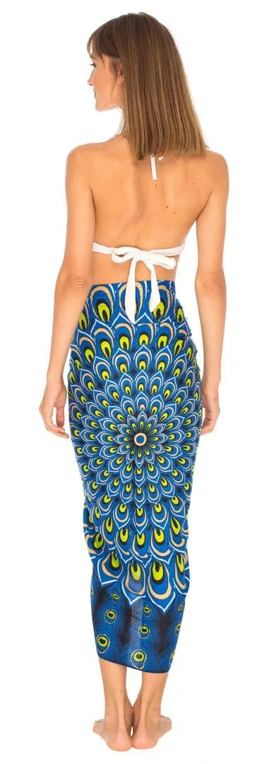 Mandala Peacock Sarong - Beach Swimsuit Cover-Up by SHU-SHI