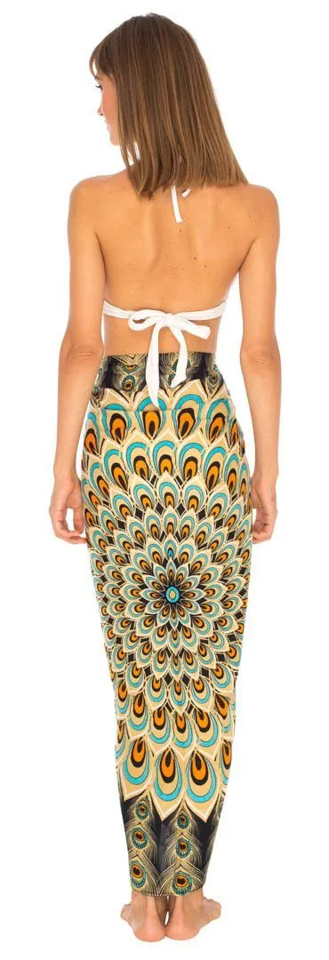 Mandala Peacock Sarong - Beach Swimsuit Cover-Up by SHU-SHI