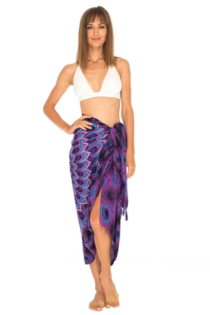 Mandala Peacock Sarong - Beach Swimsuit Cover-Up by SHU-SHI