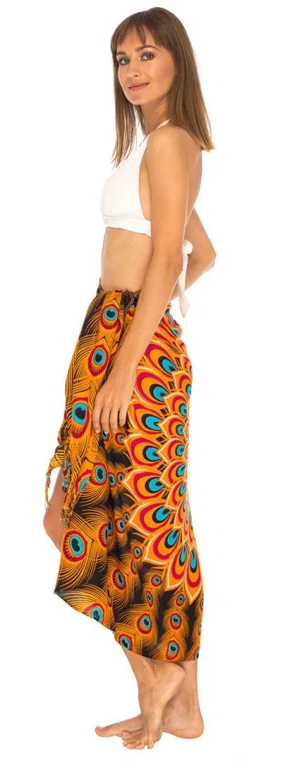 Mandala Peacock Sarong - Beach Swimsuit Cover-Up by SHU-SHI