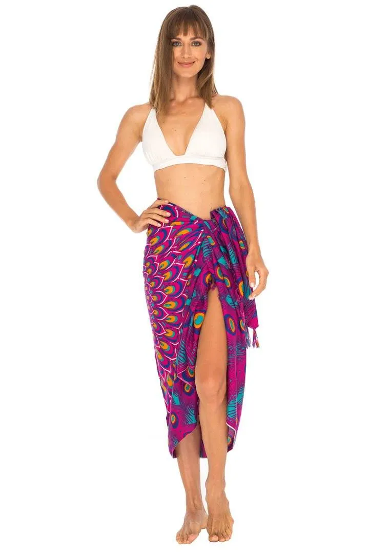 Mandala Peacock Sarong - Beach Swimsuit Cover-Up by SHU-SHI