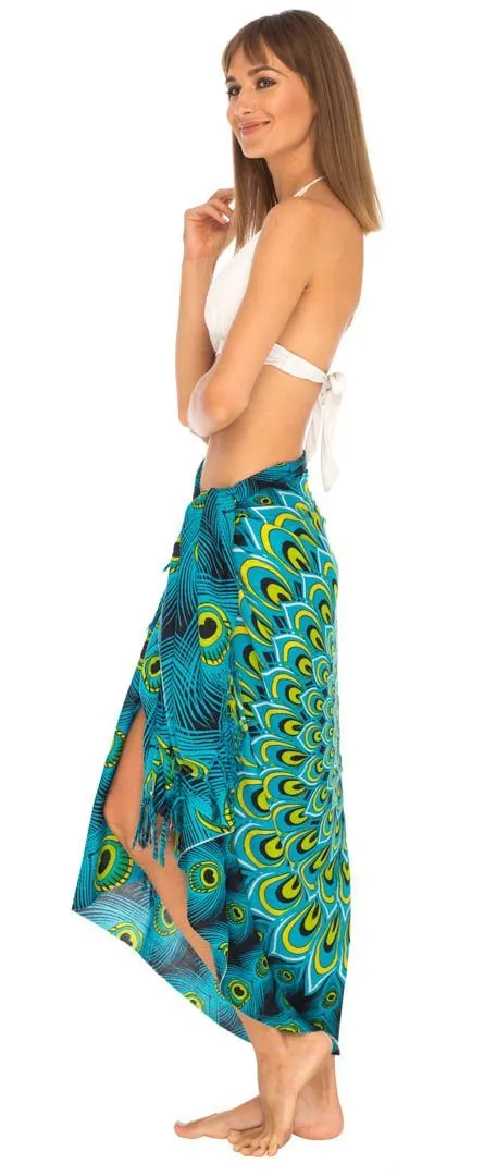 Mandala Peacock Sarong - Beach Swimsuit Cover-Up by SHU-SHI