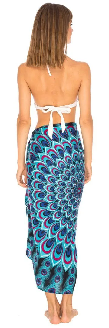 Mandala Peacock Sarong - Beach Swimsuit Cover-Up by SHU-SHI