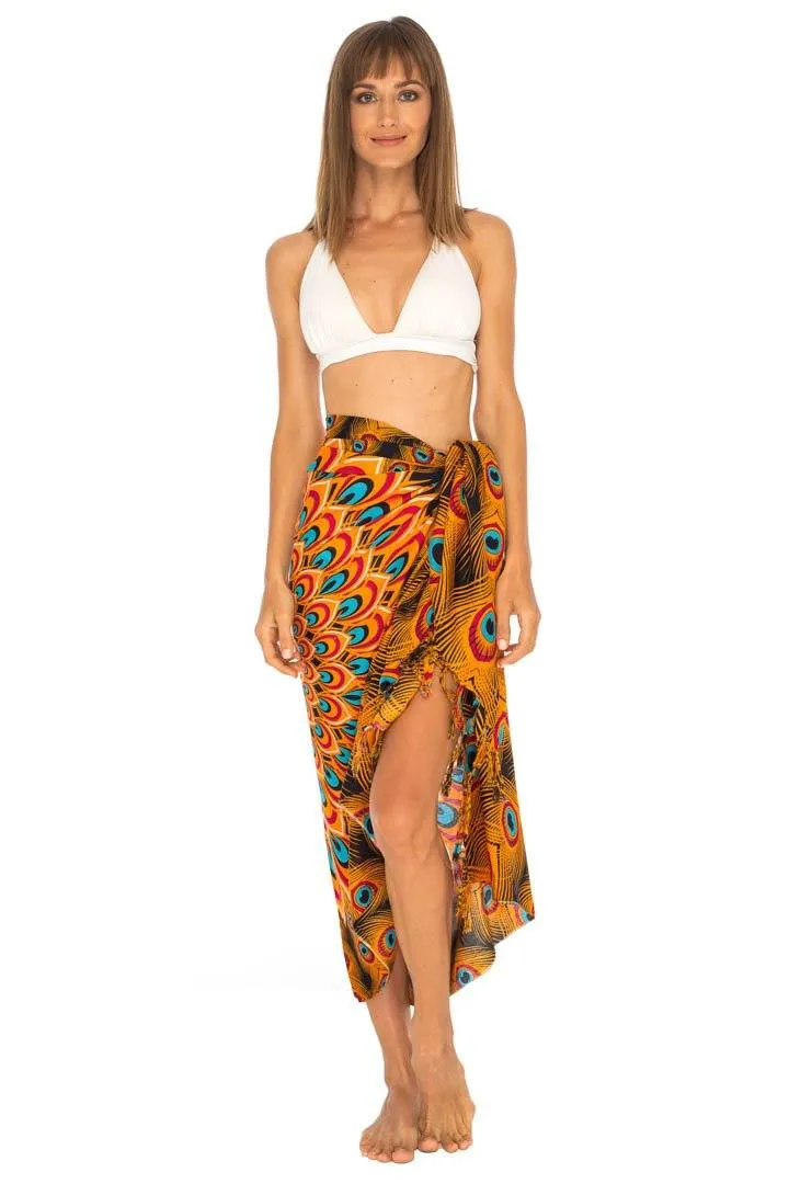 Mandala Peacock Sarong - Beach Swimsuit Cover-Up by SHU-SHI