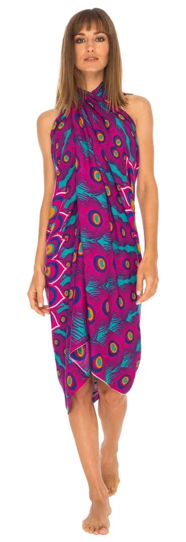 Mandala Peacock Sarong - Beach Swimsuit Cover-Up by SHU-SHI