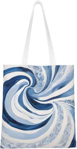 (Marble Mural) Reusable Canvas Tote Bag For Women Lightweight Handbag Shopping Bag Stylish Shoulder Bag