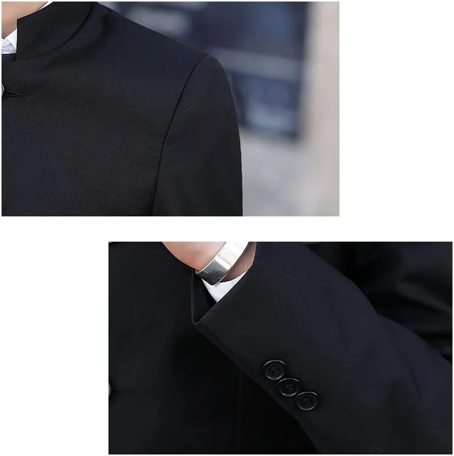 Men Casual Suit Blazer Jackets Stand Collar Business Sport Coats Jacket Slim Fit Button Solid Chinese Tunic Suits Prom