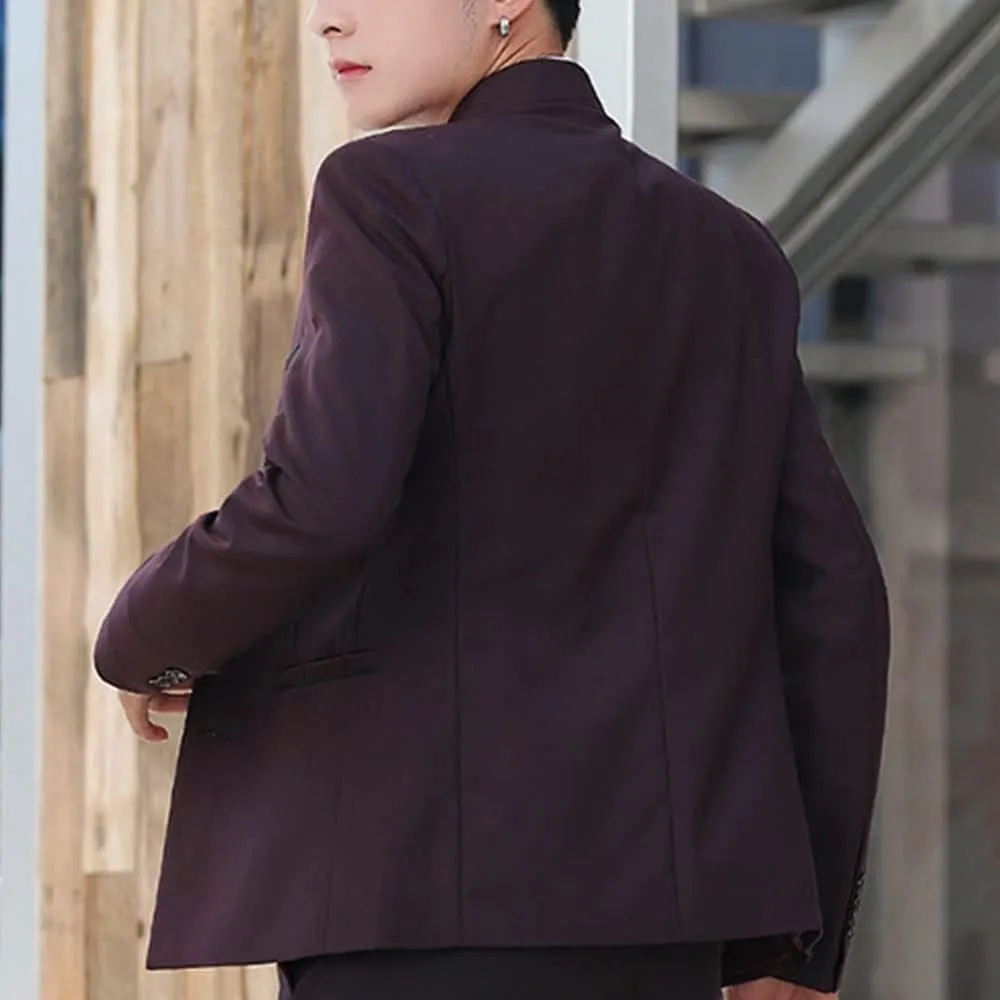 Men Casual Suit Blazer Jackets Stand Collar Business Sport Coats Jacket Slim Fit Button Solid Chinese Tunic Suits Prom