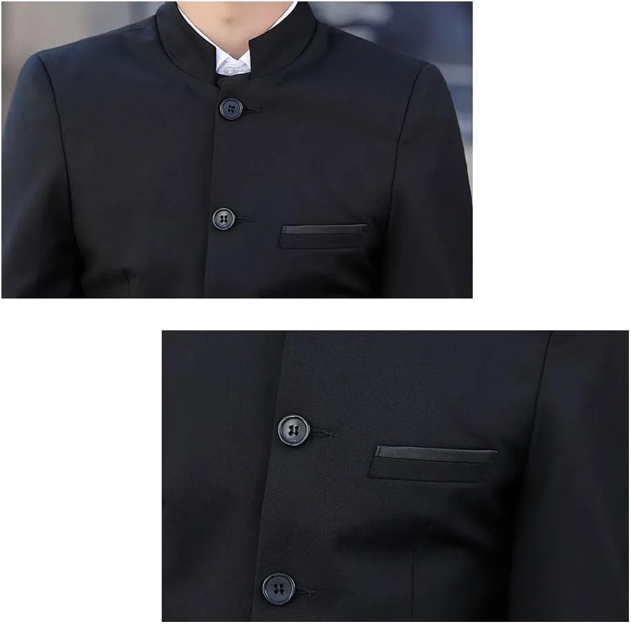 Men Casual Suit Blazer Jackets Stand Collar Business Sport Coats Jacket Slim Fit Button Solid Chinese Tunic Suits Prom