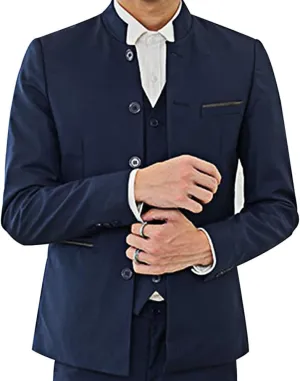 Men Casual Suit Blazer Jackets Stand Collar Business Sport Coats Jacket Slim Fit Button Solid Chinese Tunic Suits Prom