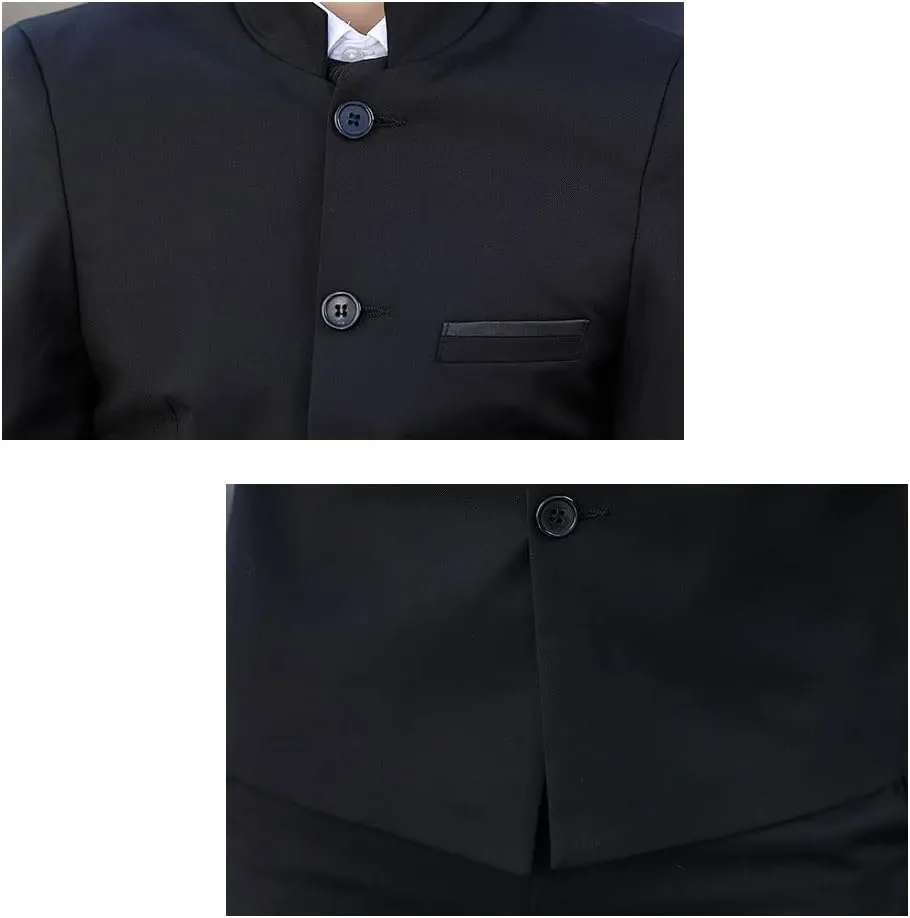 Men Casual Suit Blazer Jackets Stand Collar Business Sport Coats Jacket Slim Fit Button Solid Chinese Tunic Suits Prom