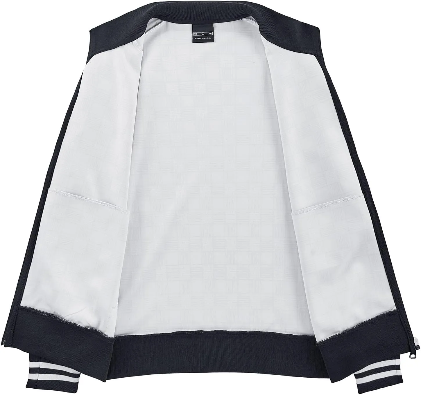 Men Tracksuits Full-zip Long Sleeve Plaid Track Jackets and Pants 2 Piece