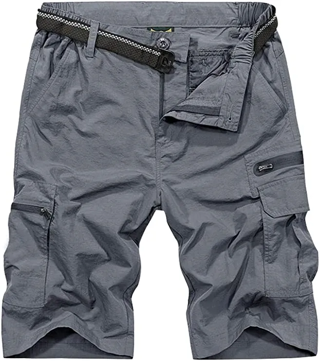 Men's Army Green Expandable Waist Casual Quick Dry Cargo Shorts