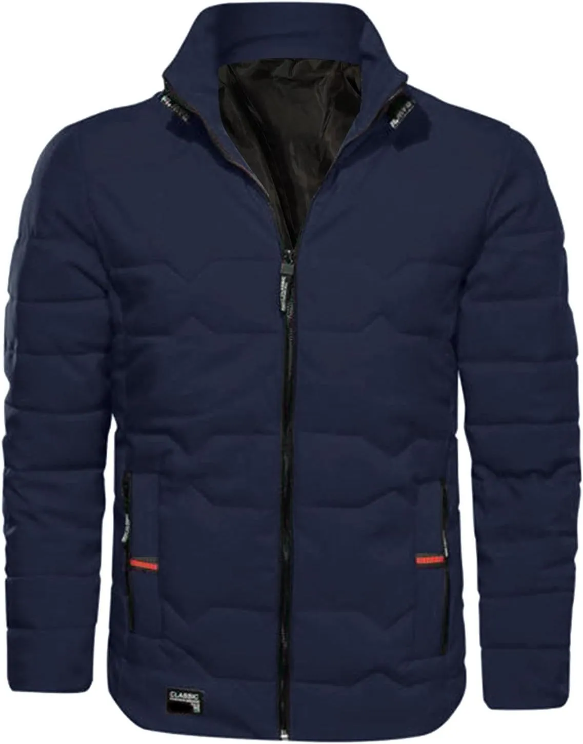Mens Autumn And Winter Fashion Casual Collar Solid Color Padded Warm Cotton Coat Cotton Padded Jacket Coat Coats for Men