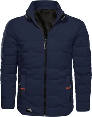 Mens Autumn And Winter Fashion Casual Collar Solid Color Padded Warm Cotton Coat Cotton Padded Jacket Coat Coats for Men