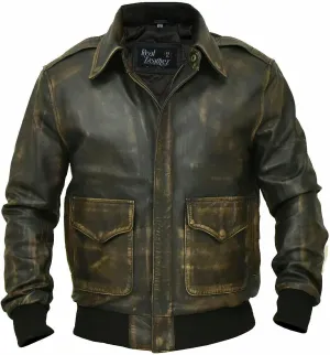 Mens Aviator A-2 Leather Jacket US Air Force Cockpit Flight Pilot Real Lambskin Distressed WW2 Bomber Jackets
