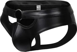 Men's Ball Pouch Thongs Cutout Jock Strap Athletic Supporters Briefs Patent Leather Comfort Bulge Enhancer Bikini