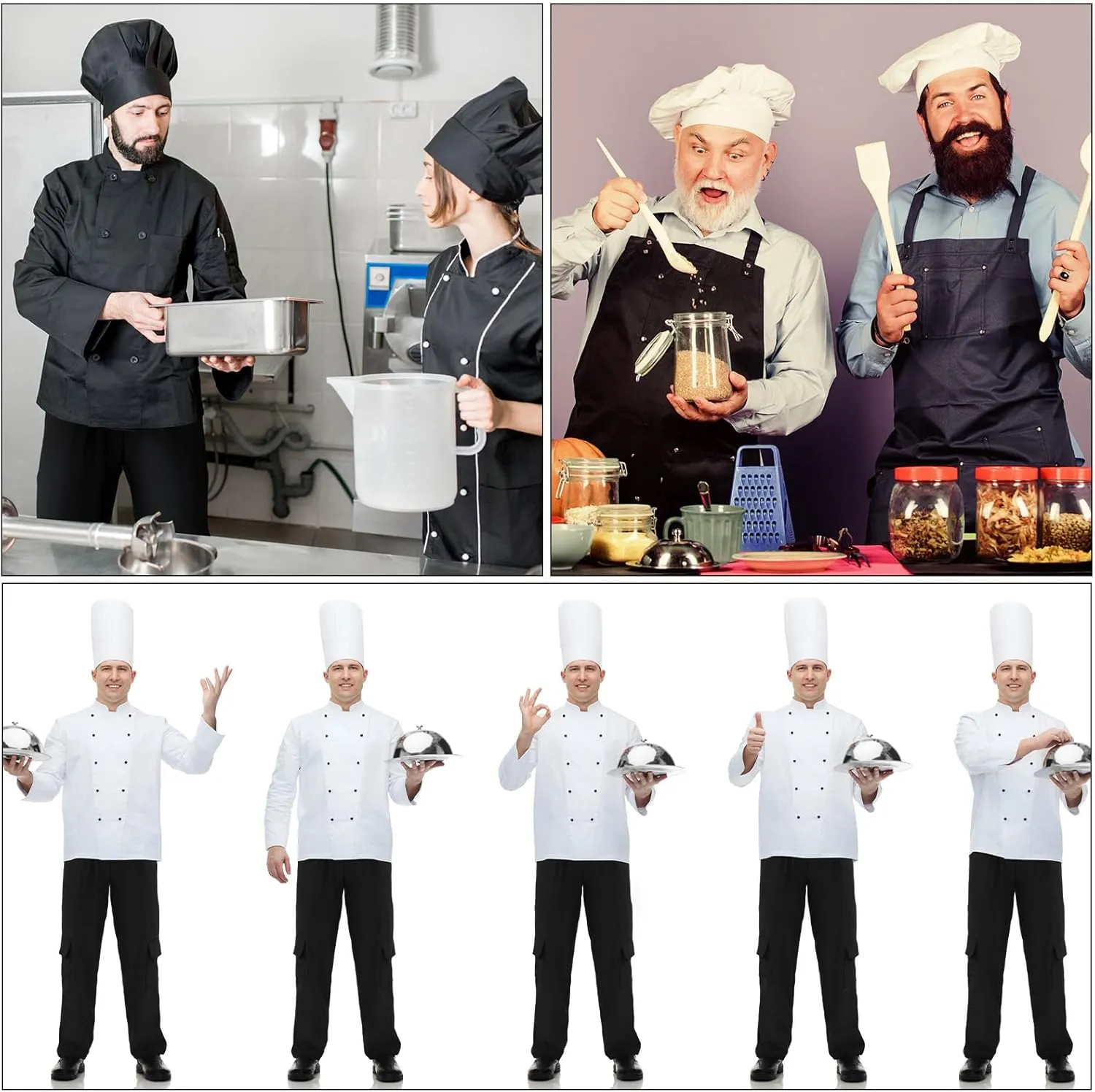 Men's Chef Pants Classic 7 Pocket Chef Cargo Pants Baggy Kitchen Pants with Wide Elastic Waist and Drawstring