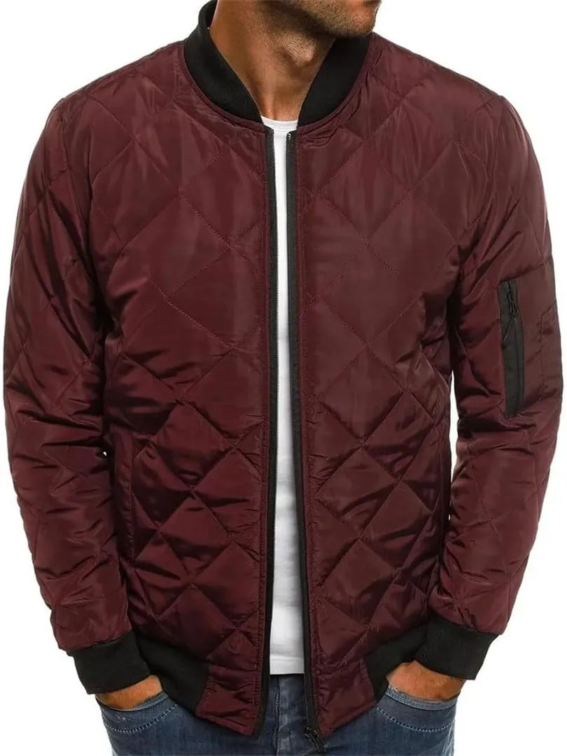 Men's Fashion Zipper Baseball Jacket Coat Loose Cotton Padded Jackets Outerwear