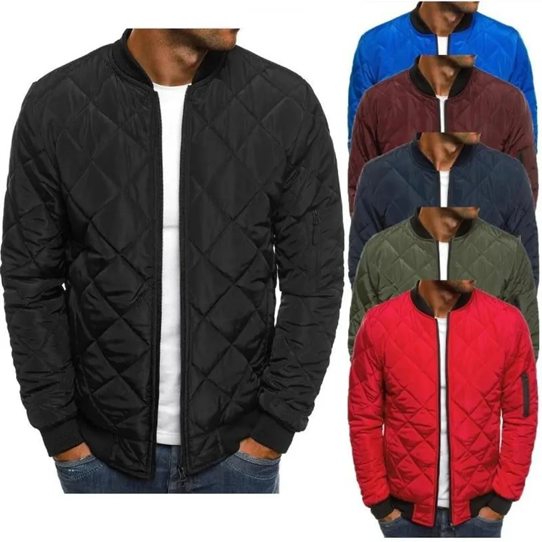 Men's Fashion Zipper Baseball Jacket Coat Loose Cotton Padded Jackets Outerwear