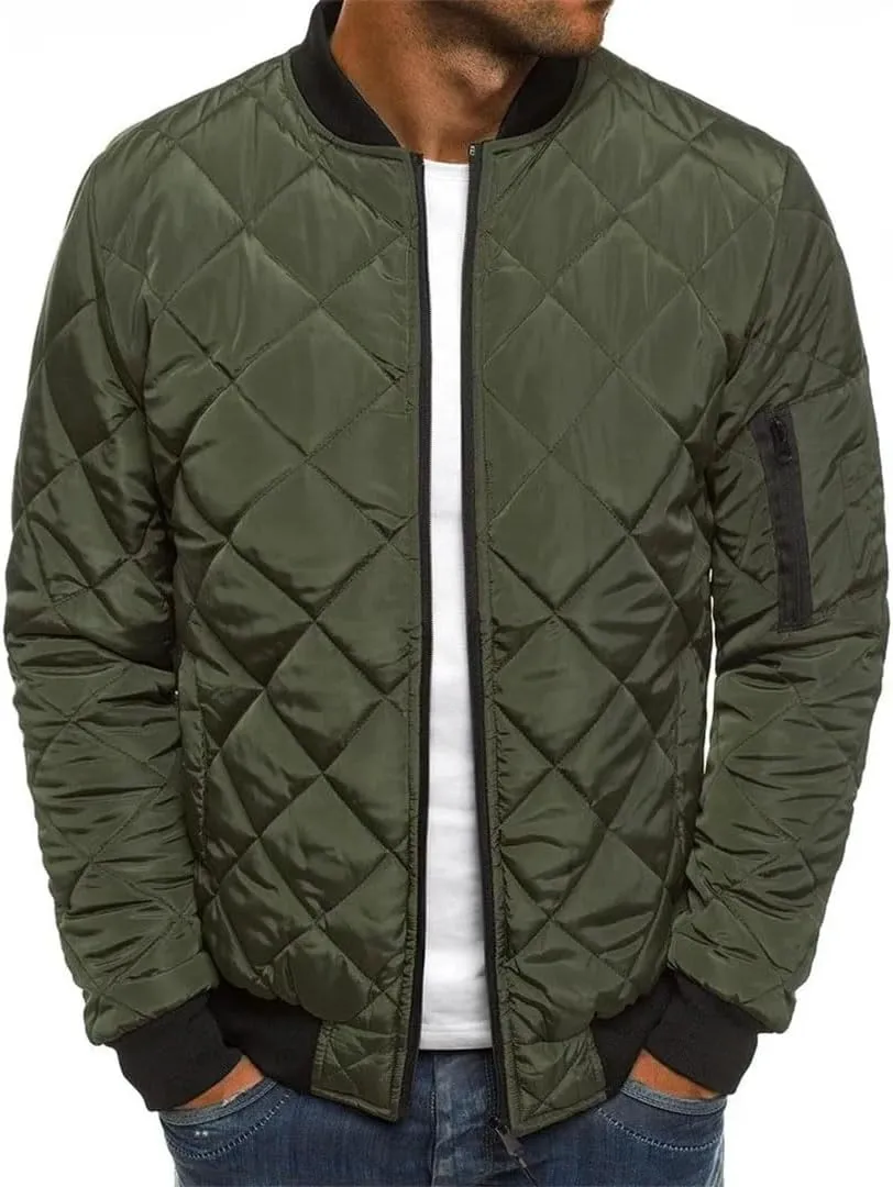 Men's Fashion Zipper Baseball Jacket Coat Loose Cotton Padded Jackets Outerwear