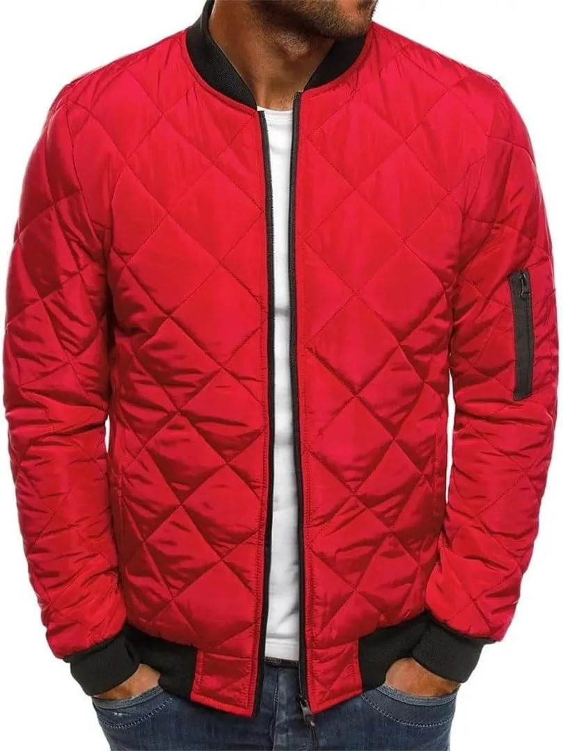 Men's Fashion Zipper Baseball Jacket Coat Loose Cotton Padded Jackets Outerwear