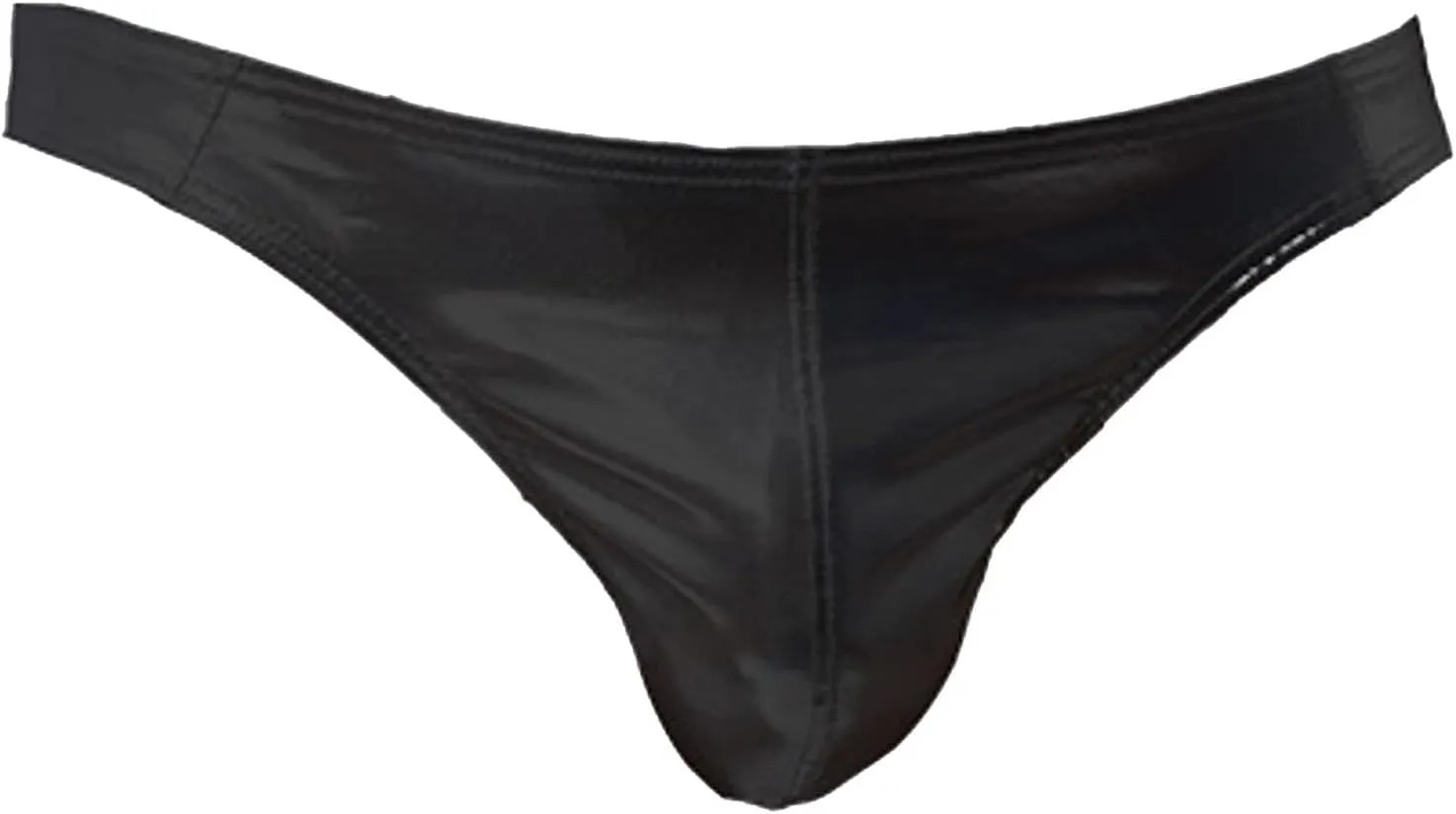 Men's Faux Leather Painted Briefs Underwear Sexy Enhancing Four Corner Briefs Sheer Mesh Short