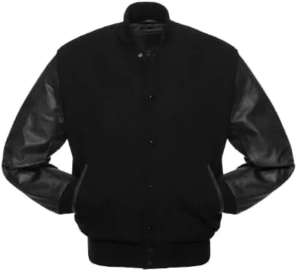 Men's Letterman Jackets Baseball Varsity Wool Body Genuine Leather Sleeves Bomber USA American Style Jacket