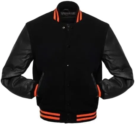 Men's Letterman Jackets Baseball Varsity Wool Body Genuine Leather Sleeves Bomber USA American Style Jacket