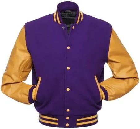 Men's Letterman Jackets Baseball Varsity Wool Body Genuine Leather Sleeves Bomber USA American Style Jacket