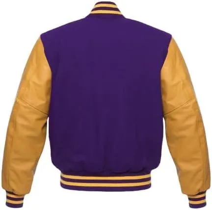 Men's Letterman Jackets Baseball Varsity Wool Body Genuine Leather Sleeves Bomber USA American Style Jacket