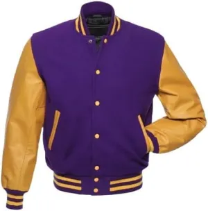 Men's Letterman Jackets Baseball Varsity Wool Body Genuine Leather Sleeves Bomber USA American Style Jacket