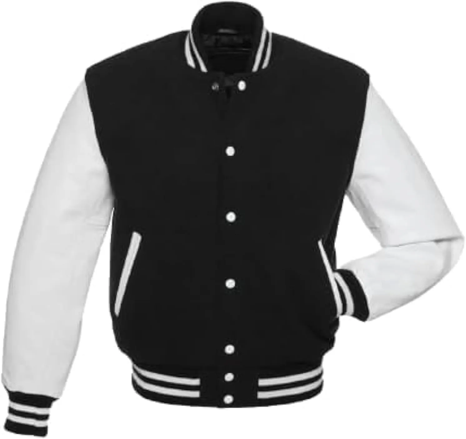 Men's Letterman Jackets Baseball Varsity Wool Body Genuine Leather Sleeves Bomber USA American Style Jacket