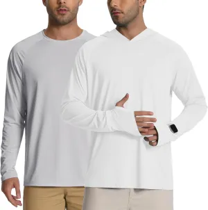 Mens Long Sleeve Fishing Shirts Rash Guard UPF 50  Sun Protection Hoodie Lightweight Quick Dry Beach Swim T-Shirt