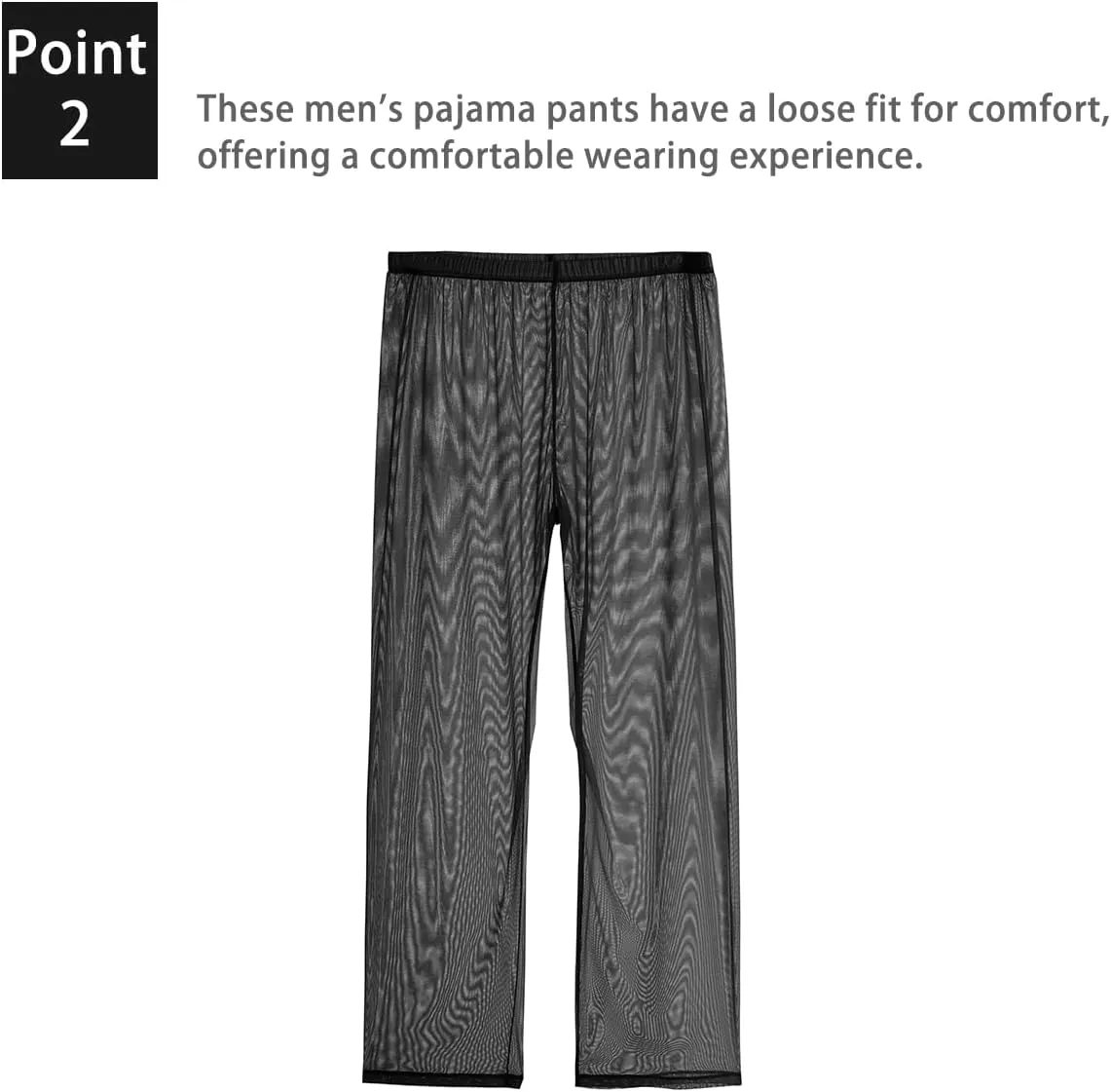 Mens Mesh See Through Pajama Bottoms Sexy Sheer Tranparent Long Sleep Lounge Pants for Male