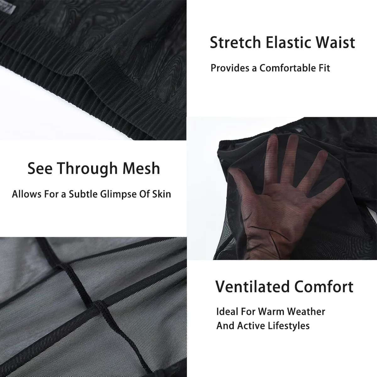 Mens Mesh See Through Pajama Bottoms Sexy Sheer Tranparent Long Sleep Lounge Pants for Male