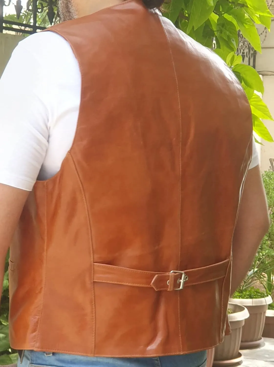 Mens Sheep Genuine Leather Casual Western Vintage Biker Motorcycle Cruise Riding Vest Waistcoat Conceal Gun Pockets