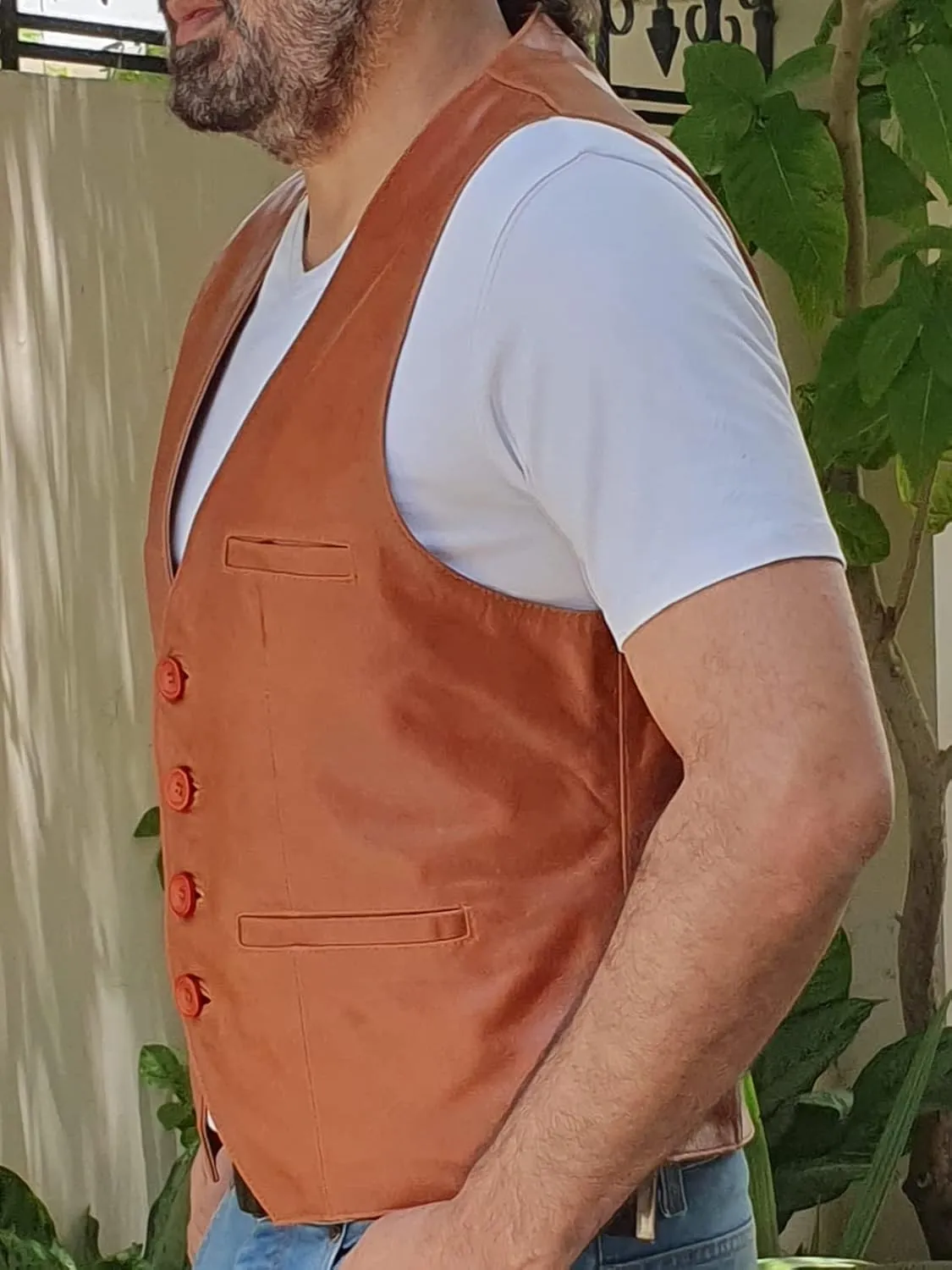 Mens Sheep Genuine Leather Casual Western Vintage Biker Motorcycle Cruise Riding Vest Waistcoat Conceal Gun Pockets