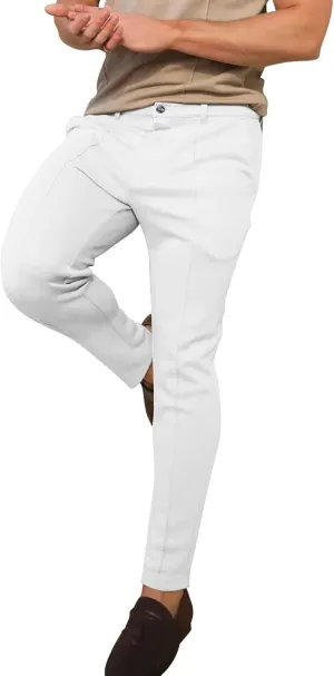 Mens Slim Fit Stretch Dress Pants Flat-Front Skinny Trousers Wrinkle-Fress Comfort Chino Pants for Business Work