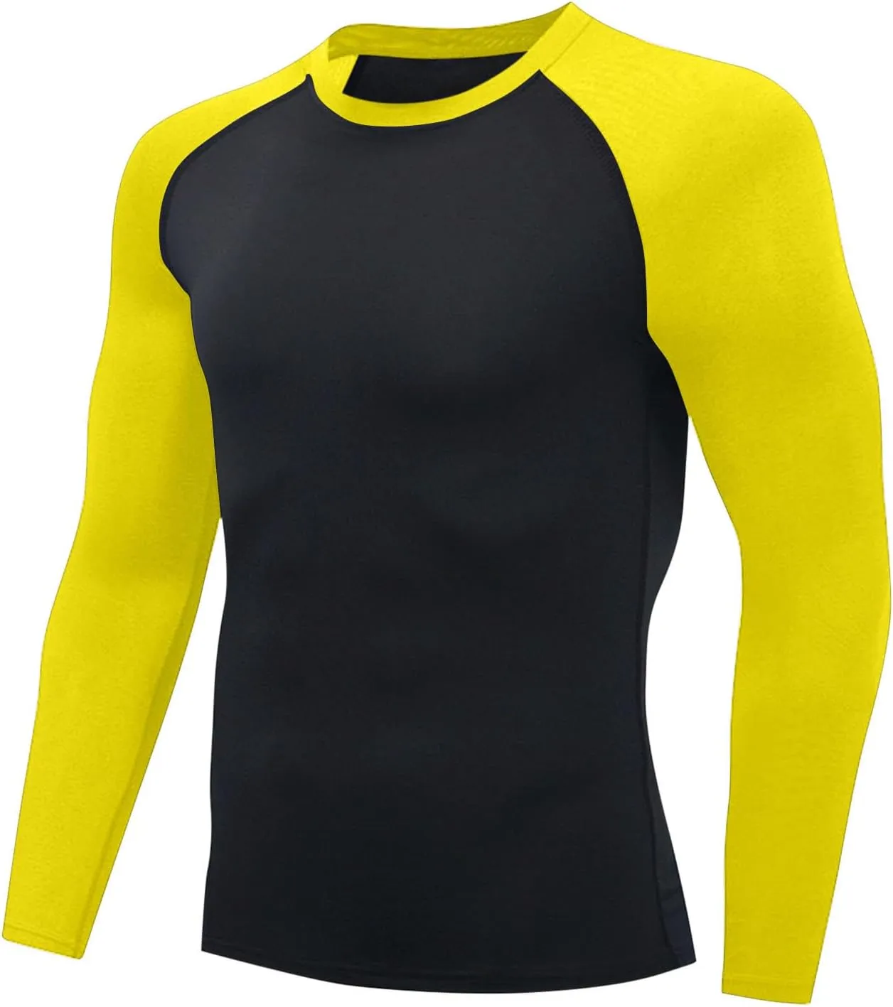 Mens Sports Shirt Long Sleeve Color Block Patchwork Casual Shirts for Men Quick Dry Slim Fit Running Gym Exercise Tops