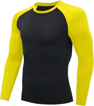 Mens Sports Shirt Long Sleeve Color Block Patchwork Casual Shirts for Men Quick Dry Slim Fit Running Gym Exercise Tops
