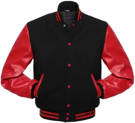 Mens Varsity Jackets Baseball Letterman Wool Body Genuine Leather Sleeves Bomber American Style Varsity Jacket