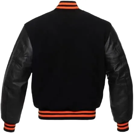 Mens Varsity Jackets Baseball Letterman Wool Body Genuine Leather Sleeves Bomber American Style Varsity Jacket