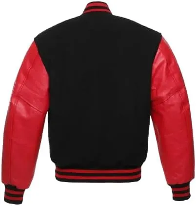 Mens Varsity Jackets Baseball Letterman Wool Body Genuine Leather Sleeves Bomber American Style Varsity Jacket