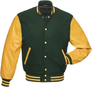 Mens Varsity Jackets Baseball Letterman Wool Body Genuine Leather Sleeves Bomber American Style Varsity Jacket