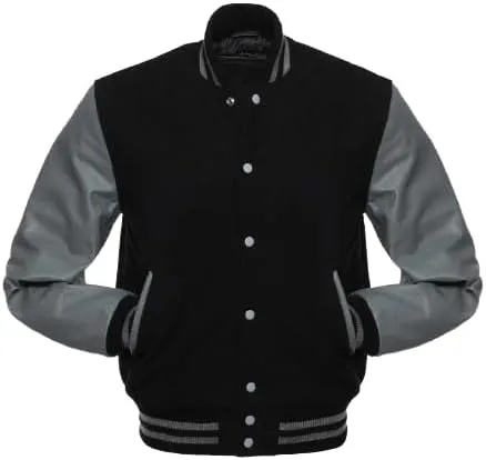 Mens Varsity Jackets Baseball Letterman Wool Body Genuine Leather Sleeves Bomber American Style Varsity Jacket